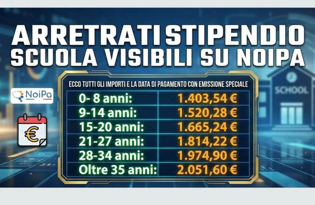 Arretrati stipendio scuola visibili su NoiPa