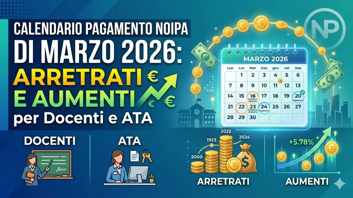 Calendario Pagamento Noipa di Marzo 2026: Arretrati e Aumenti per Docenti e ATA